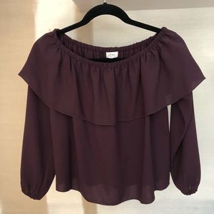Aritzia plum off the shoulders blouse in XS